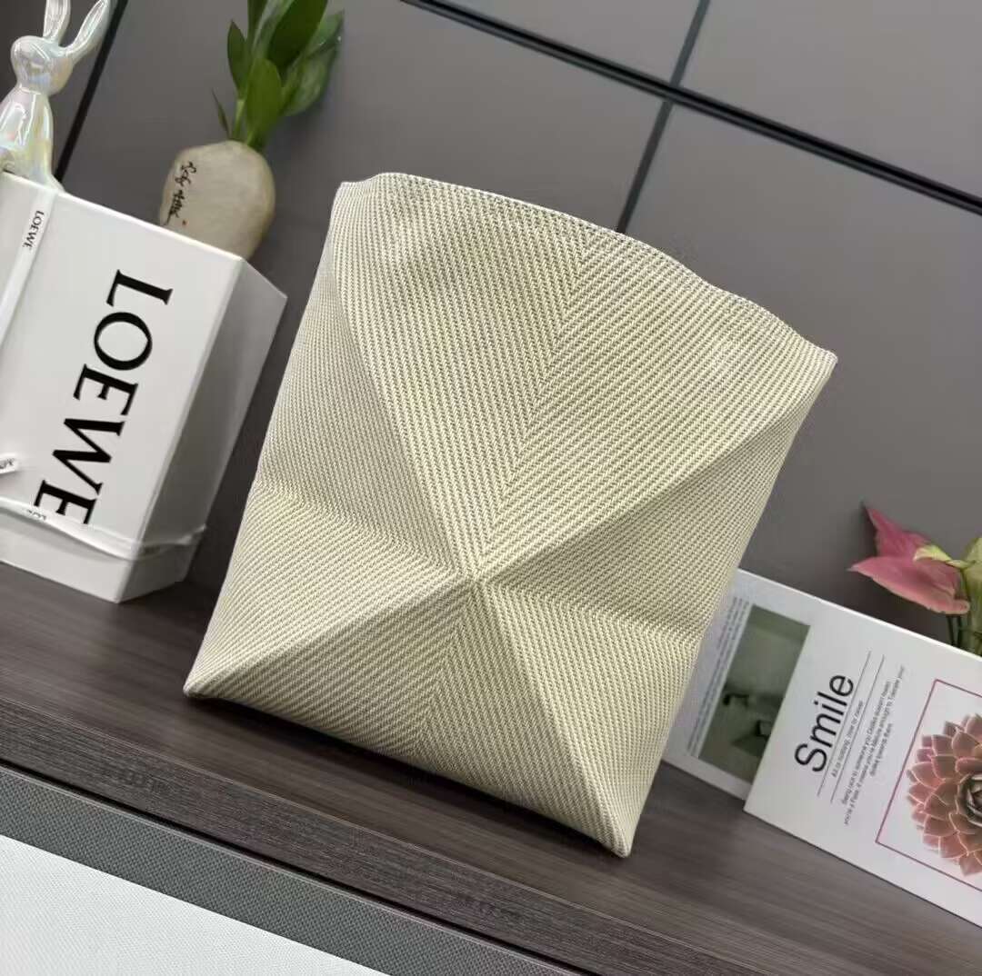 Loewe Puzzle Fold Leather-Trimmed Canvas Tote-25.5*14.5*31.5CM