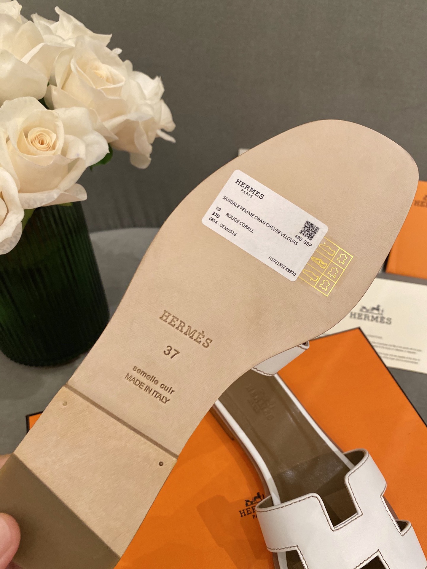 H**mes slippers in smooth leather