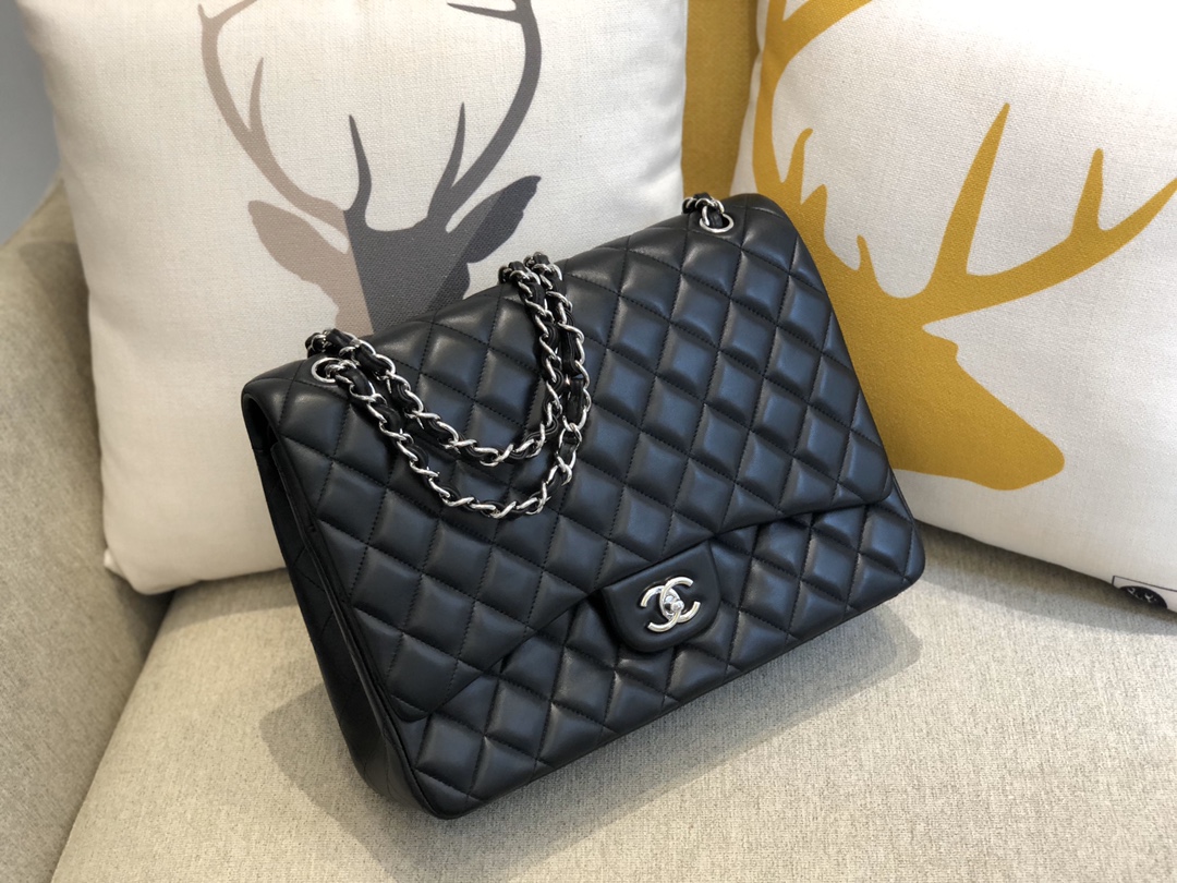 Ch@nel Flap Bag-Lambskin Leather-Maxi-33CM