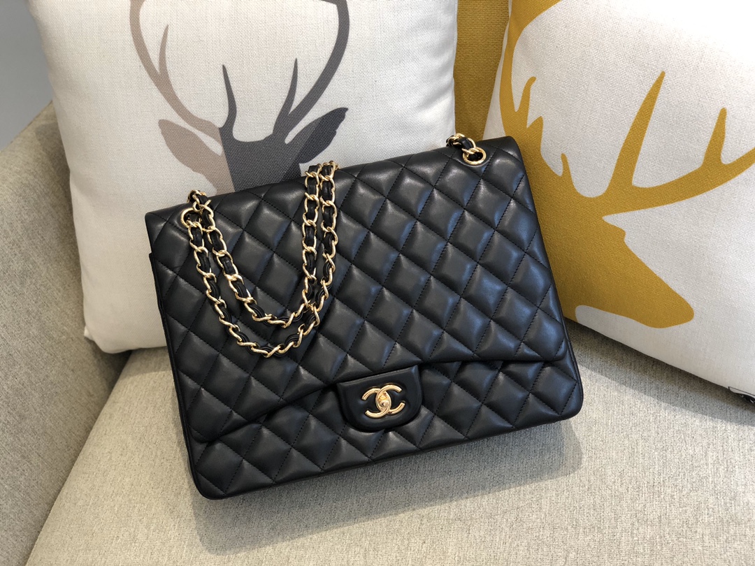 Ch@nel Flap Bag-Lambskin Leather-Maxi-33CM