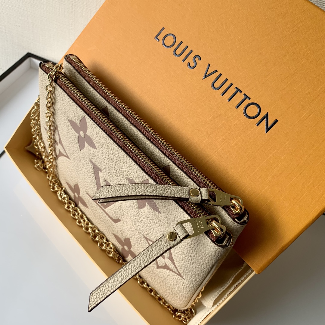 l**is V*t*n m80084 pochette double zip bag -20*12.5*3cm
