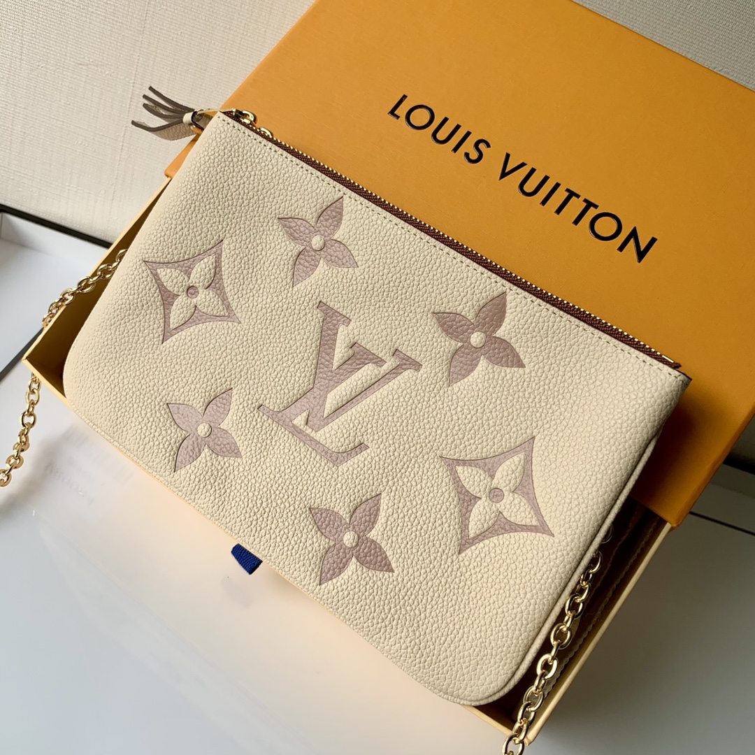 l**is V*t*n m80084 pochette double zip bag -20*12.5*3cm