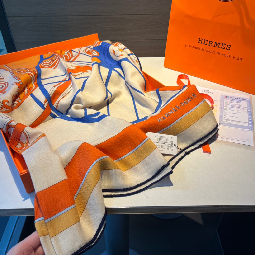 H**mes square towel-140*140cm