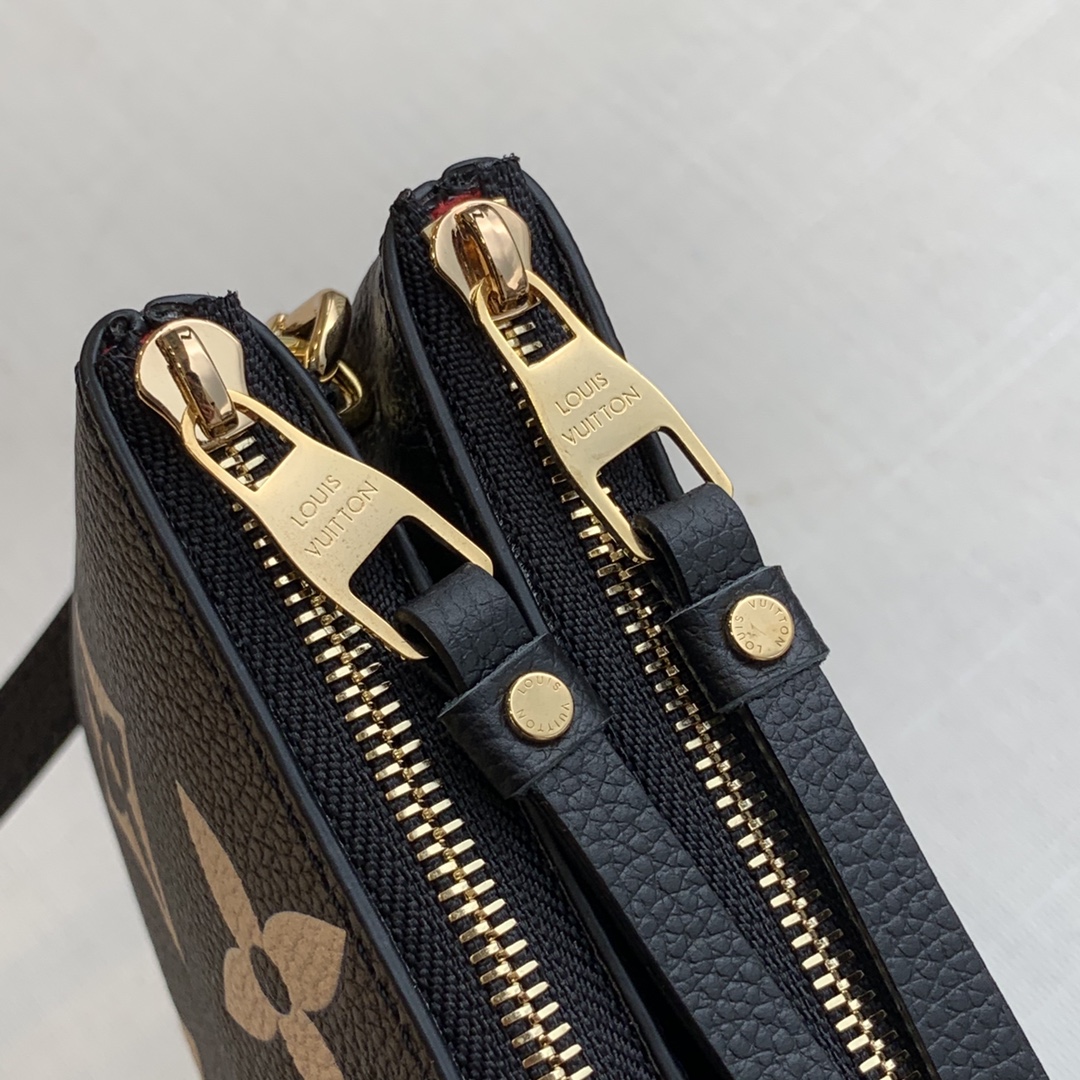l**is V*t*n m80084 pochette double zip bag -20*12.5*3cm
