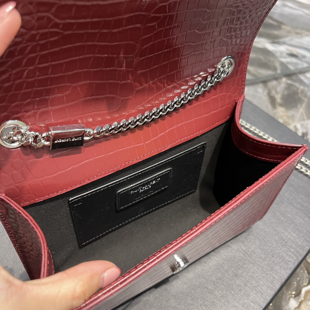 YSL Kate Medium With Tassle In Crocodile Leather-20x13.5x5.5cCM
