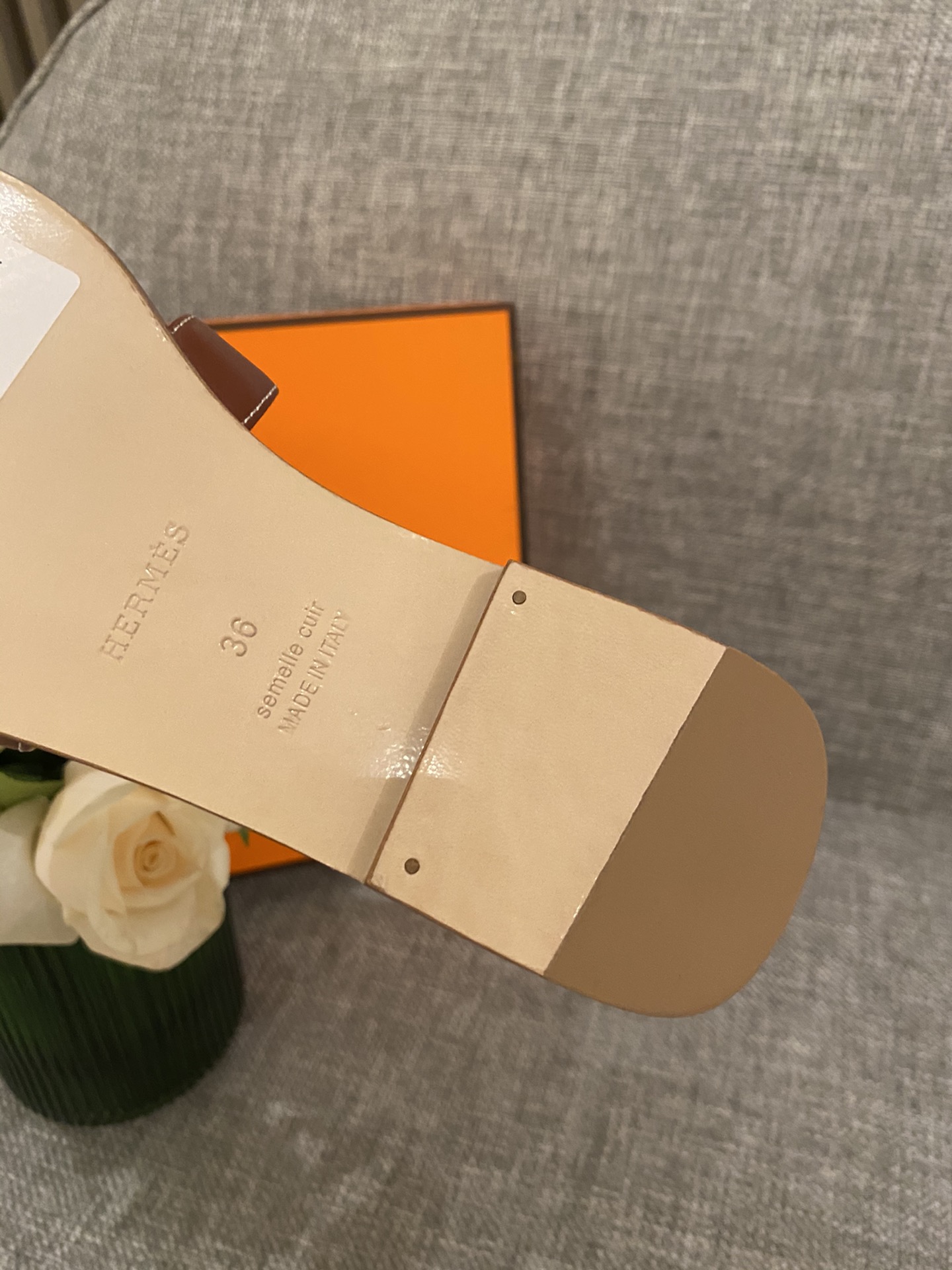 H**mes slippers in smooth leather