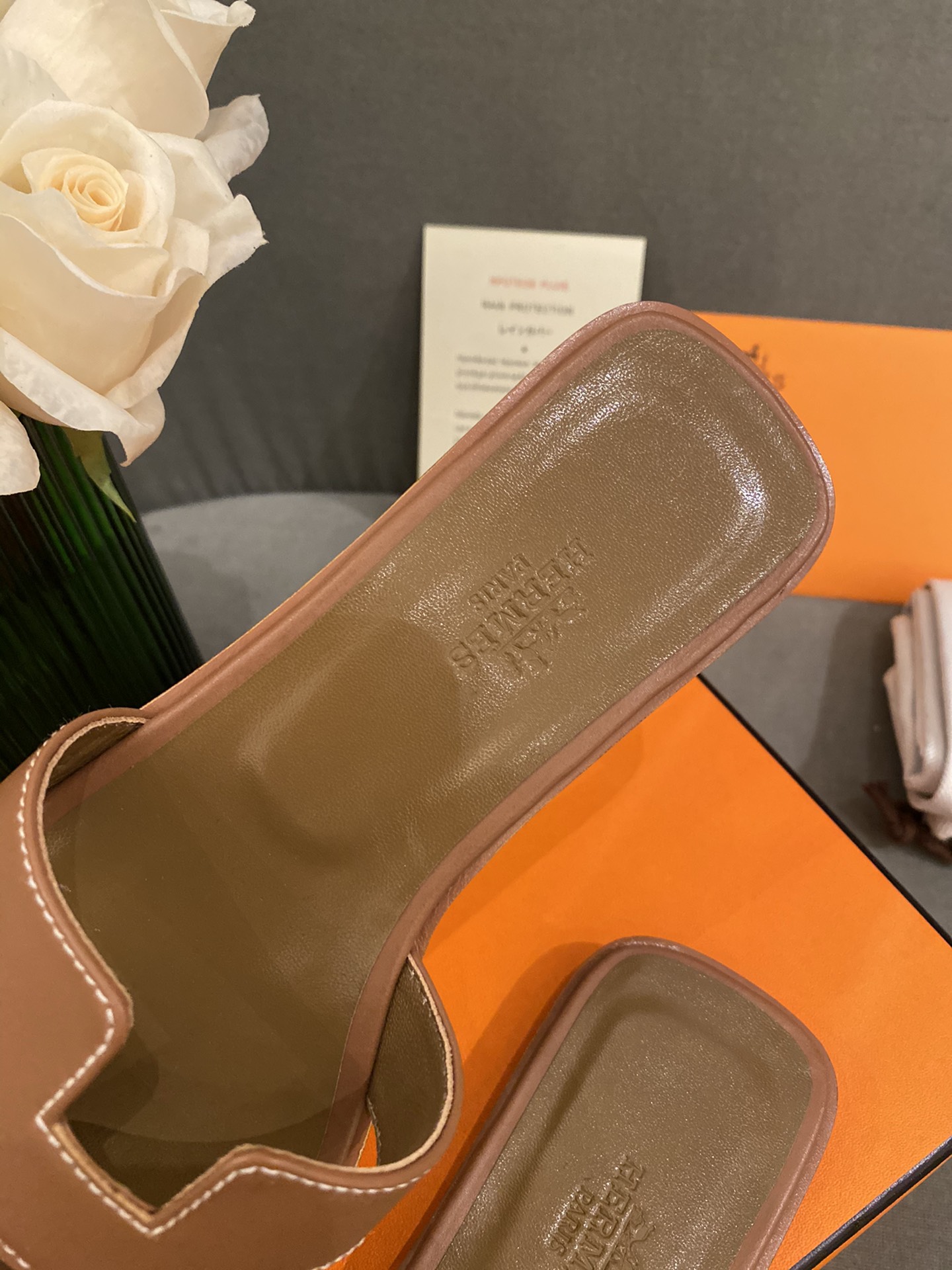 H**mes slippers in smooth leather