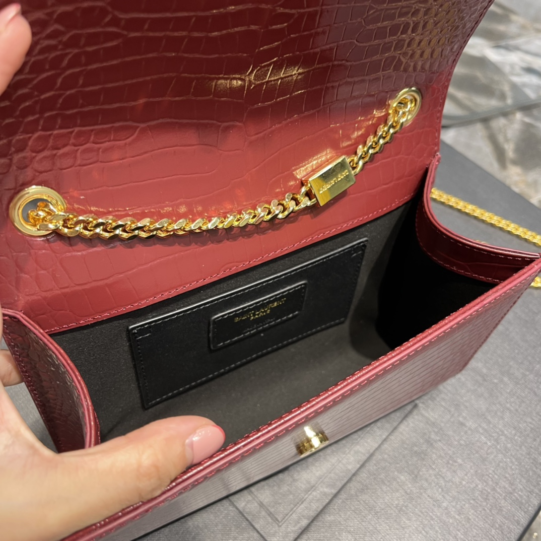 YSL Kate Medium With Tassle In Crocodile Leather-20x13.5x5.5cCM