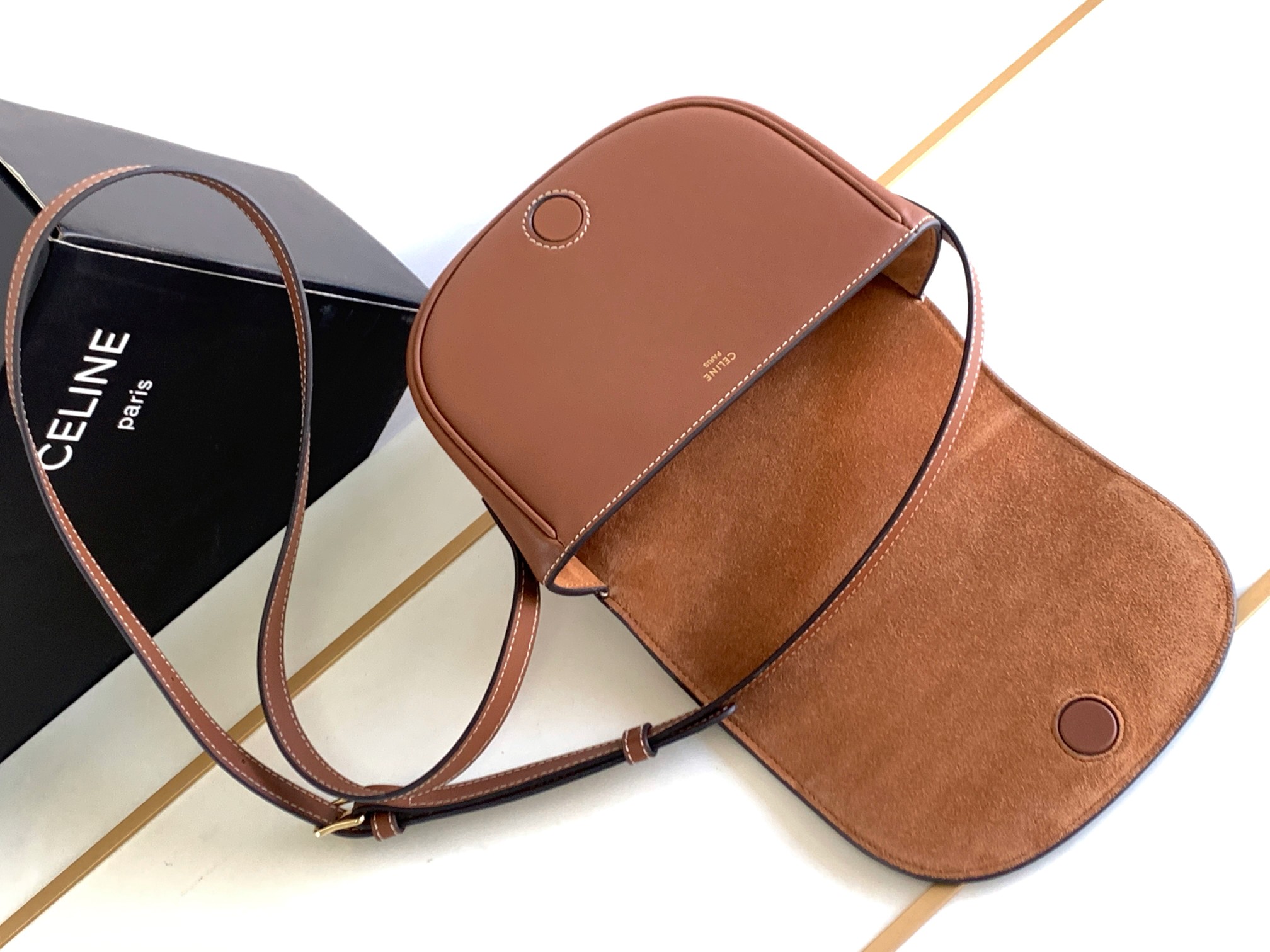 Ce**e folco cuir triomphe bag-18.5*15*7cm