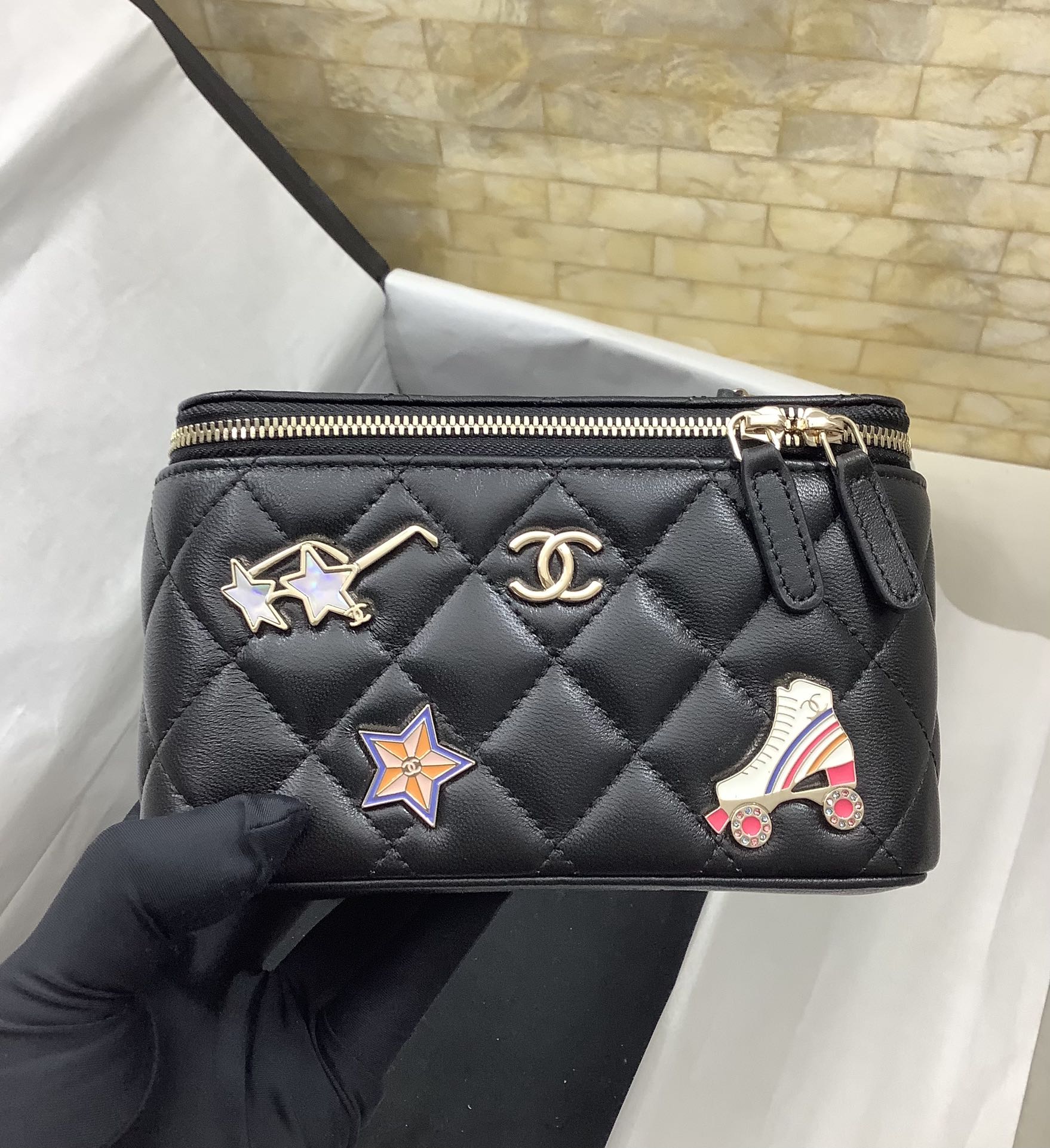 Ch@nel Cosmetic Bag-Lambskin-17*9.5*8CM