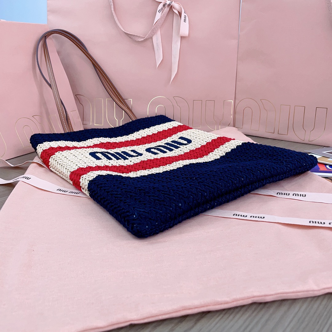 MiuMiu Striped Crochet Tote Bag-30X38CM