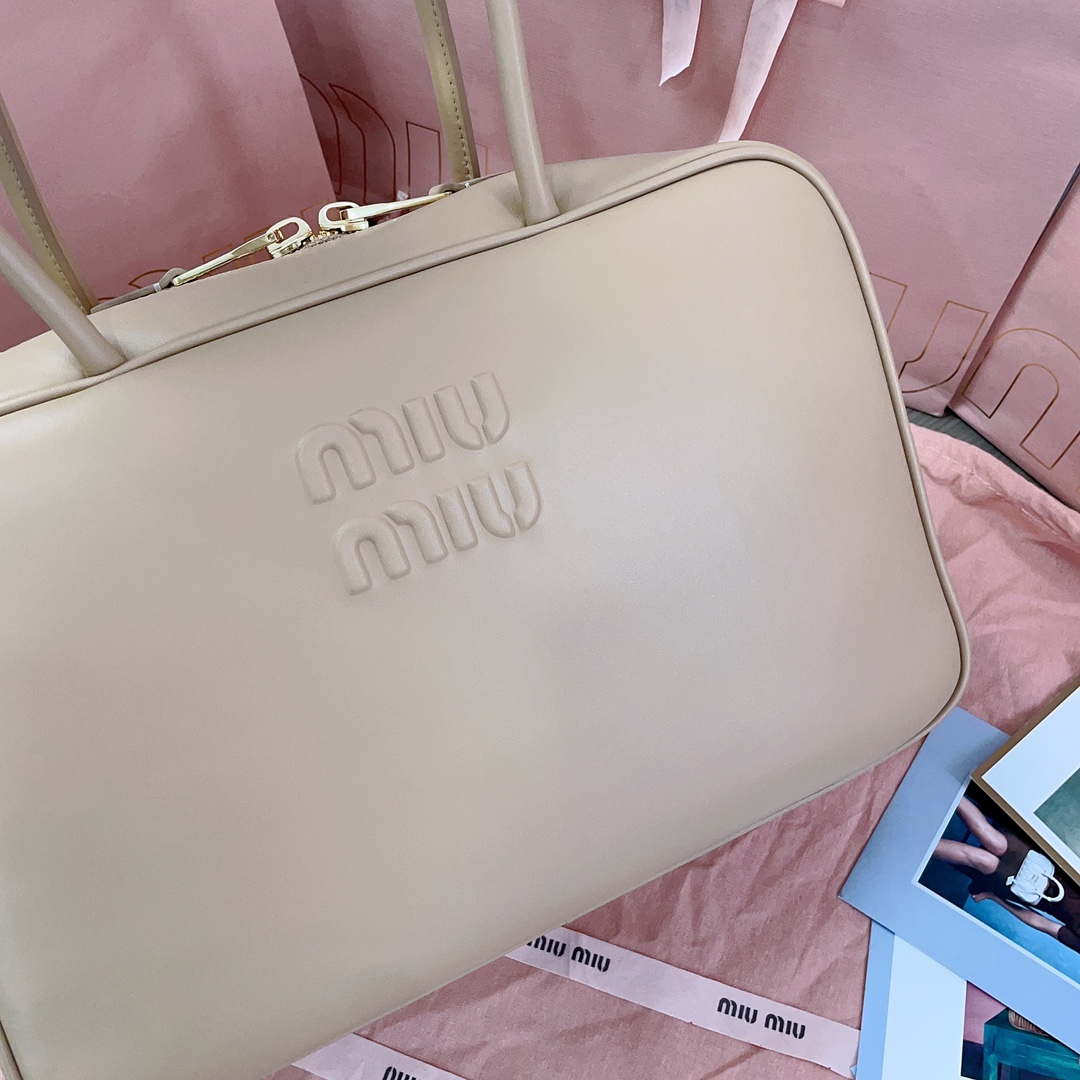 MiuMiu Leather Top Handbag-34X23X12CM