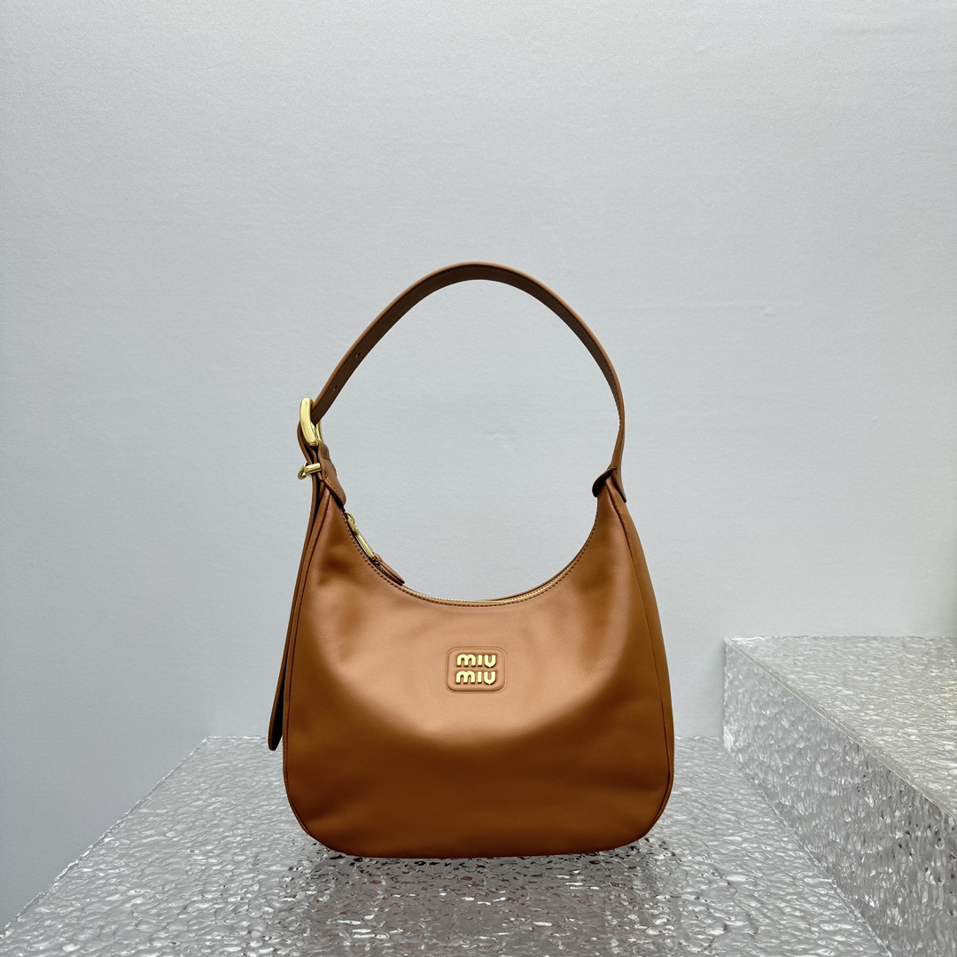 MiuMiu Black Leather Hobo Bag-27*8*20CM