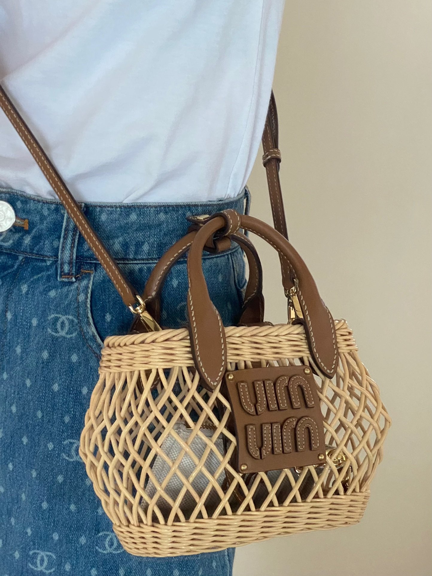 MiuMiu Bamboo Woven Bag-9×18×23.5CM