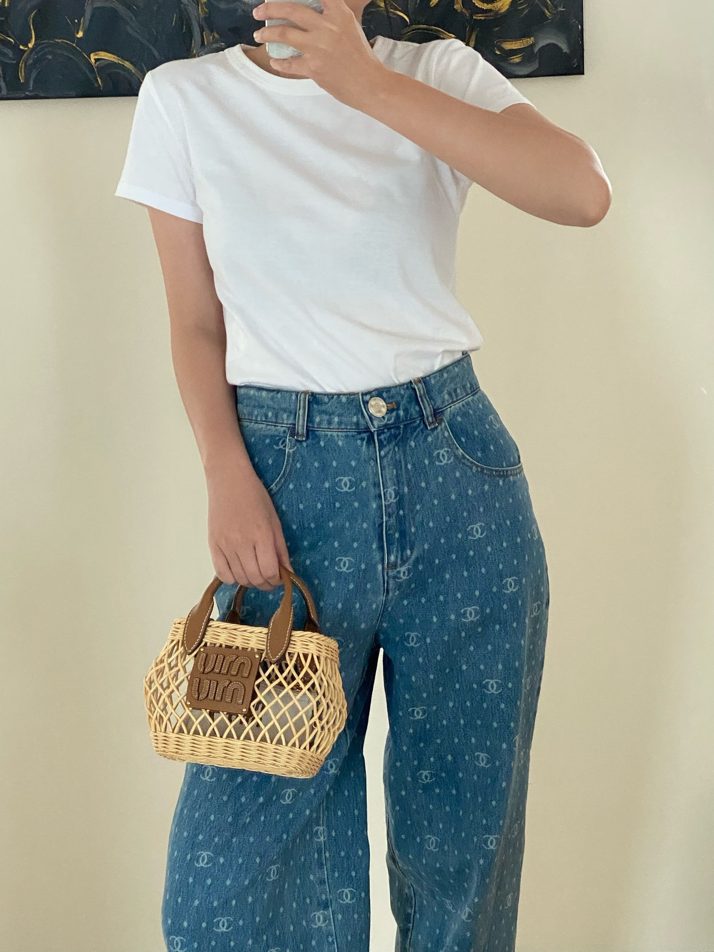 MiuMiu Bamboo Woven Bag-9×18×23.5CM