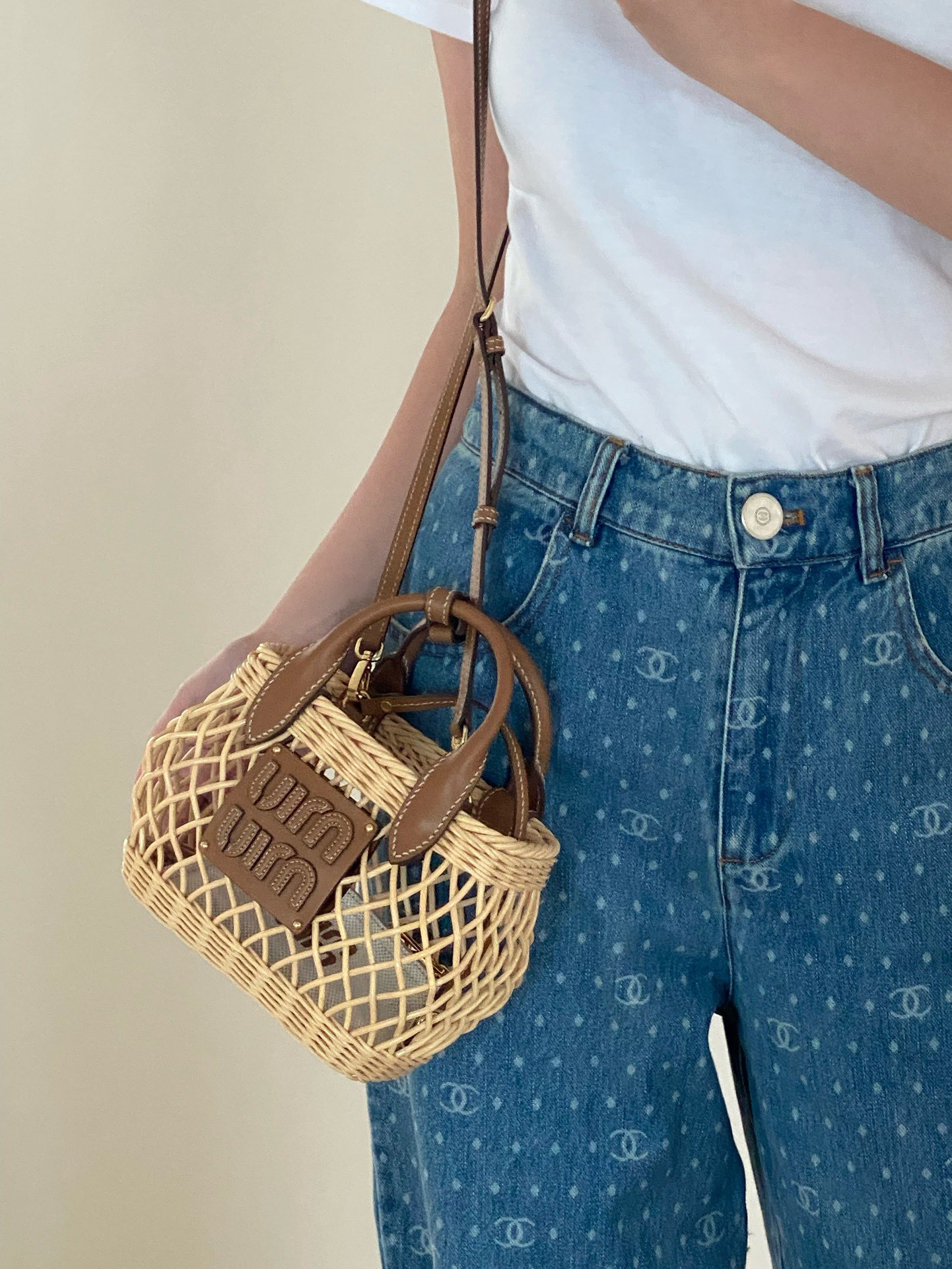 MiuMiu Bamboo Woven Bag-9×18×23.5CM