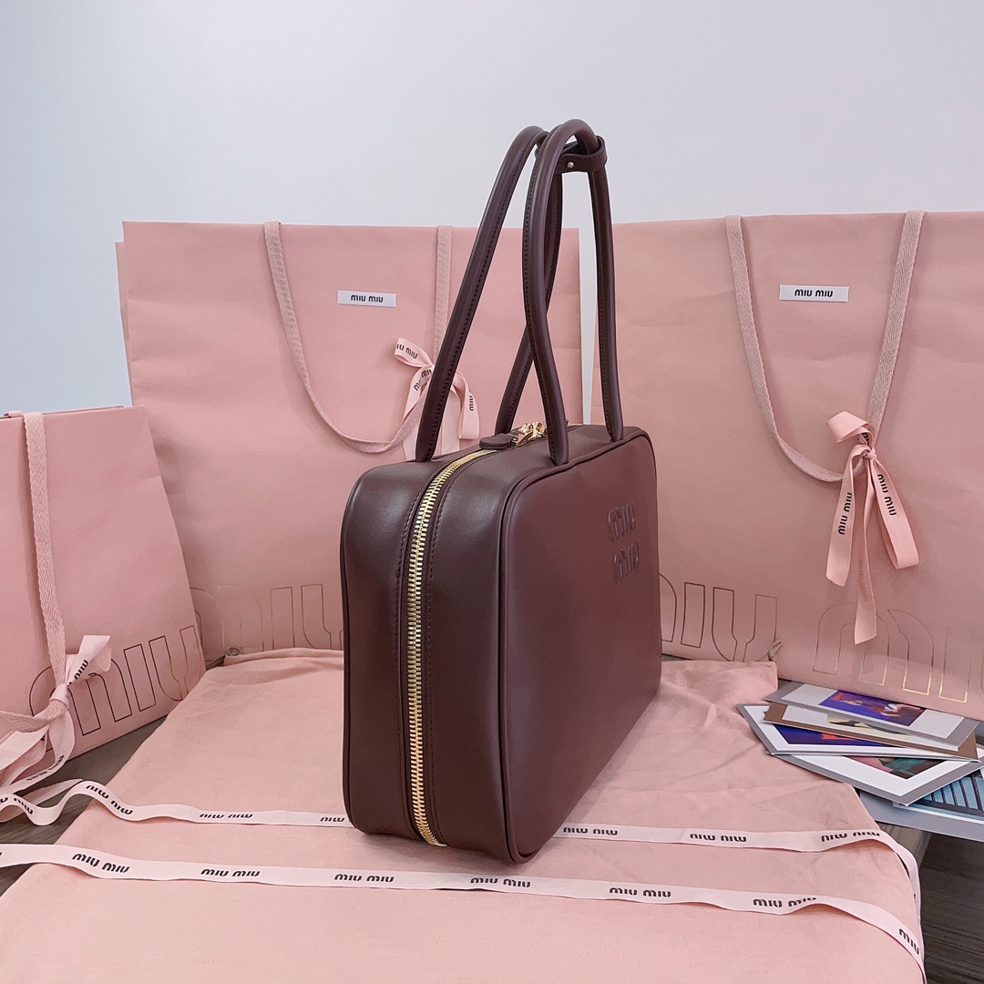 MiuMiu Leather Top Handbag-34X23X12CM