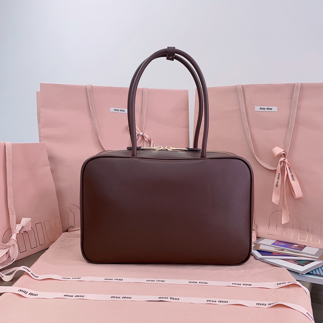 MiuMiu Leather Top Handbag-34X23X12CM